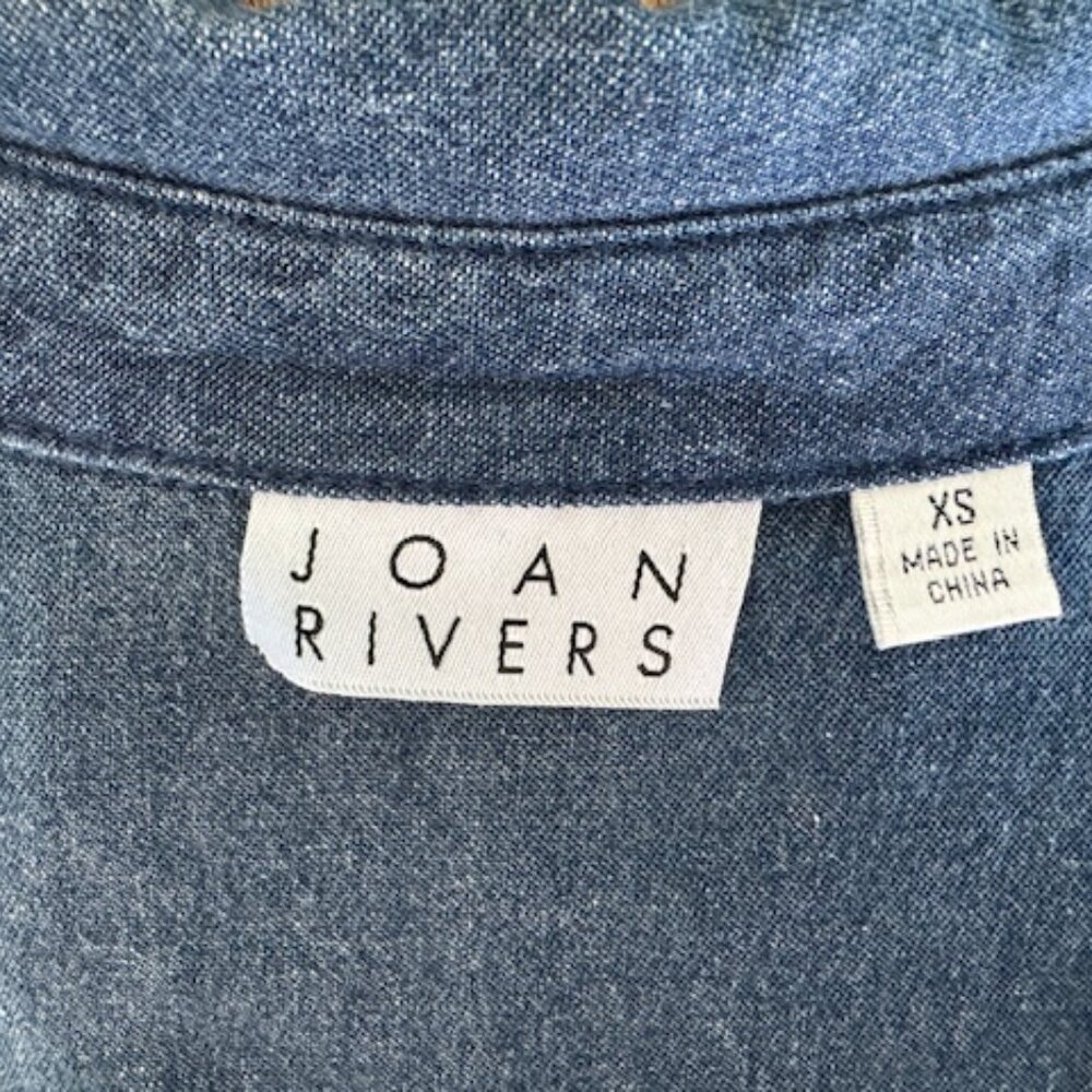 JOAN RIVERS DENIM BUTTON DOWN TOP XS - Picture 6 of 13